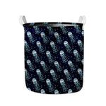 Glowing Jellyfish Pattern Print Collapsible Laundry Basket