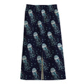 Glowing Jellyfish Pattern Print Cotton Front Slit Maxi Skirt