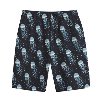 Glowing Jellyfish Pattern Print Cotton Shorts