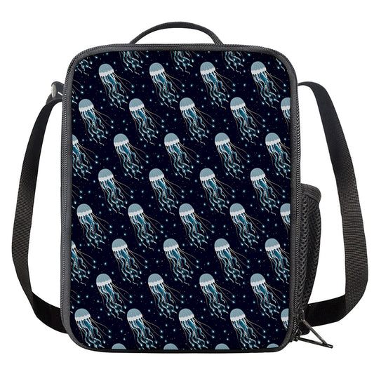 Glowing Jellyfish Pattern Print Crossbody Lunch Bag