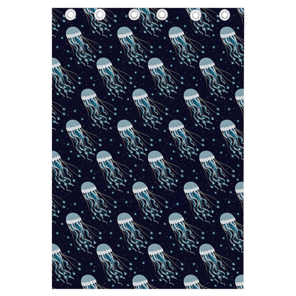 Glowing Jellyfish Pattern Print Curtain