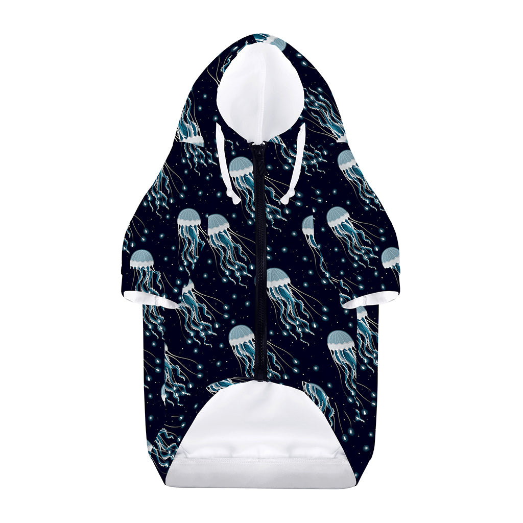 Glowing Jellyfish Pattern Print Dog Zip Up Hoodie