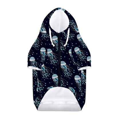 Glowing Jellyfish Pattern Print Dog Zip Up Hoodie