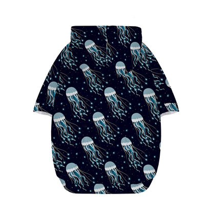 Glowing Jellyfish Pattern Print Dog Zip Up Hoodie