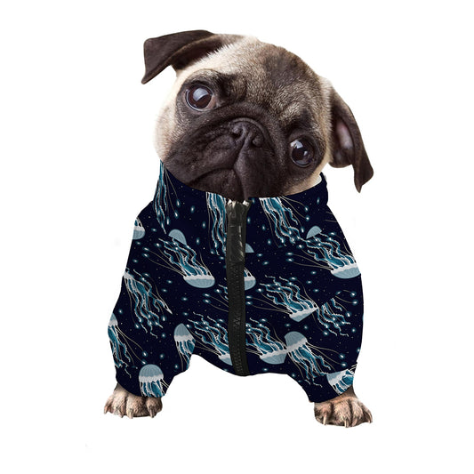Glowing Jellyfish Pattern Print Dog Zip Up Jacket