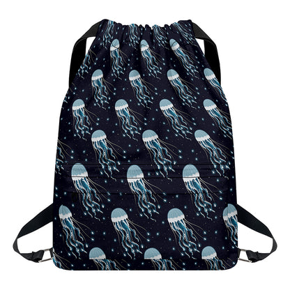 Glowing Jellyfish Pattern Print Drawstring Backpack
