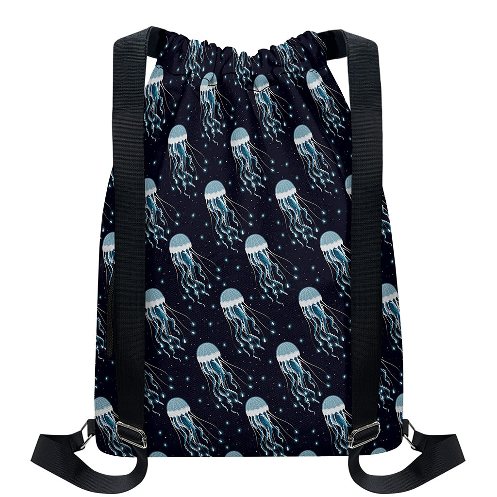 Glowing Jellyfish Pattern Print Drawstring Backpack