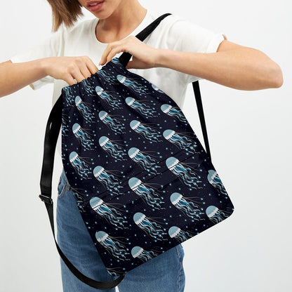 Glowing Jellyfish Pattern Print Drawstring Backpack