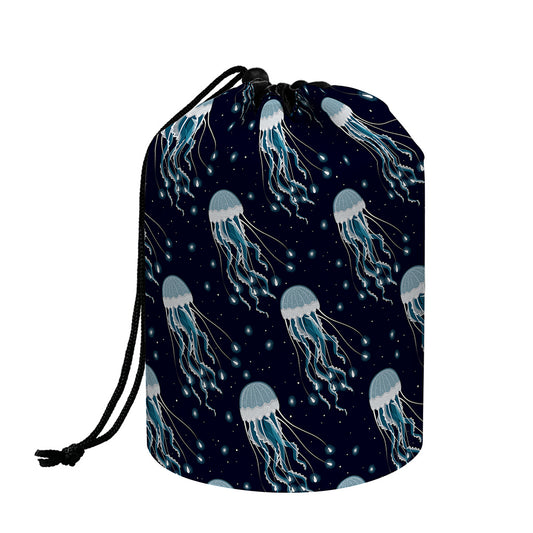 Glowing Jellyfish Pattern Print Drawstring Makeup Bag