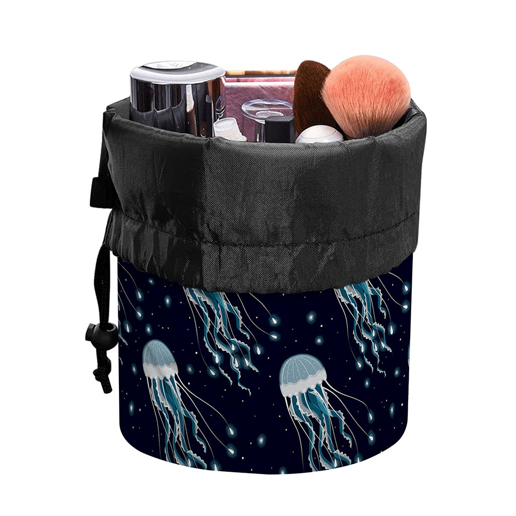 Glowing Jellyfish Pattern Print Drawstring Makeup Bag