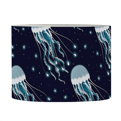 Glowing Jellyfish Pattern Print Drum Lamp Shade