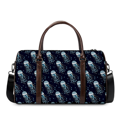 Glowing Jellyfish Pattern Print Duffle Bag
