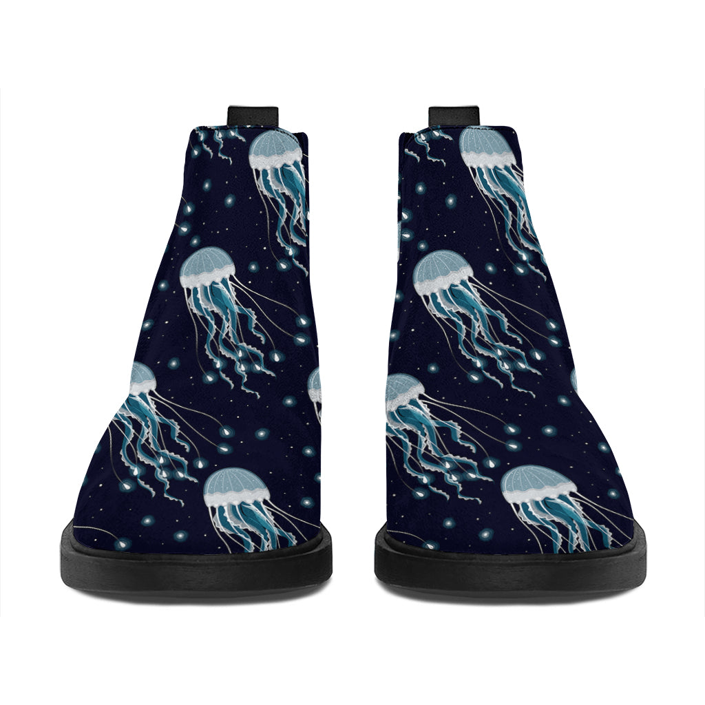 Glowing Jellyfish Pattern Print Flat Ankle Boots