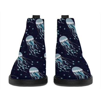 Glowing Jellyfish Pattern Print Flat Ankle Boots