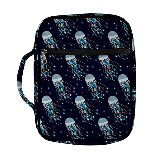 Glowing Jellyfish Pattern Print Front Pocket Bible Bag