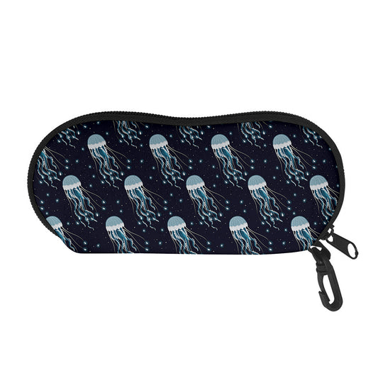 Glowing Jellyfish Pattern Print Glasses Case