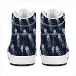 Glowing Jellyfish Pattern Print High Top Leather Sneakers