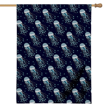 Glowing Jellyfish Pattern Print House Flag