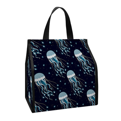 Glowing Jellyfish Pattern Print Insulated Lunch Tote