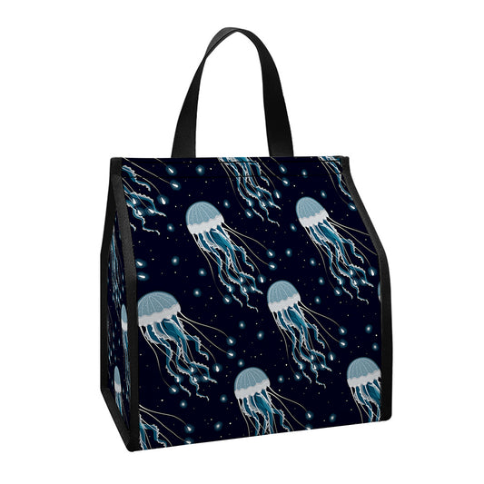 Glowing Jellyfish Pattern Print Insulated Lunch Tote