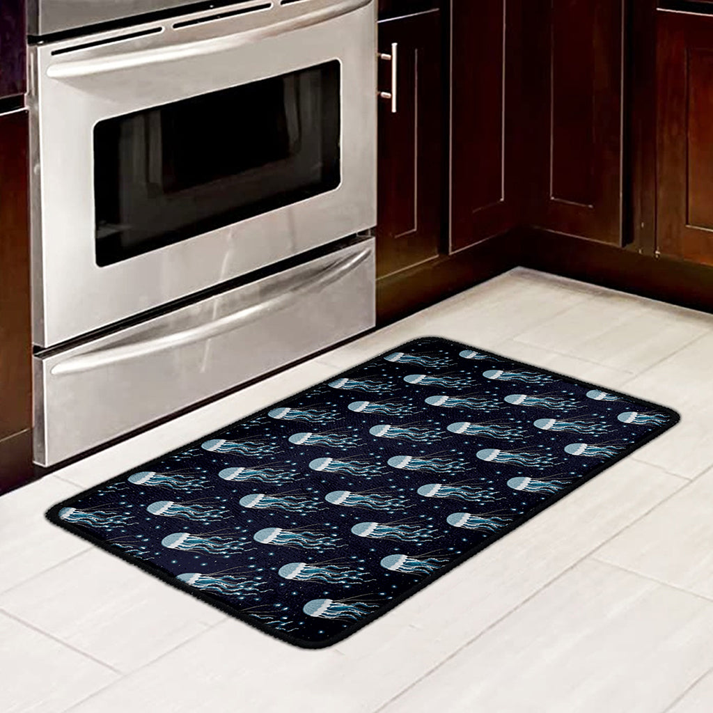 Glowing Jellyfish Pattern Print Kitchen Mat