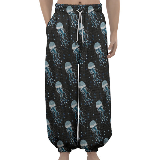 Glowing Jellyfish Pattern Print Lantern Pants