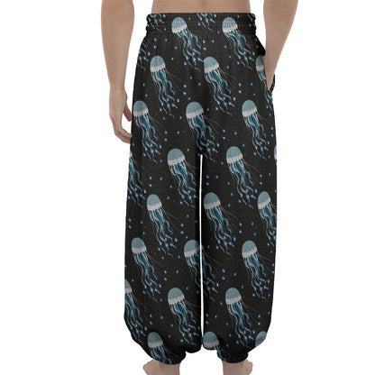 Glowing Jellyfish Pattern Print Lantern Pants
