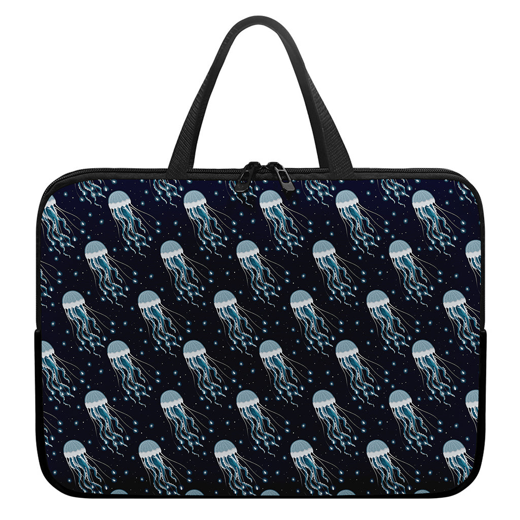Glowing Jellyfish Pattern Print Laptop Sleeve With Handle
