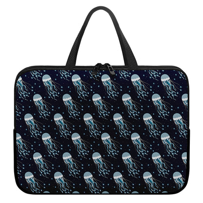 Glowing Jellyfish Pattern Print Laptop Sleeve With Handle