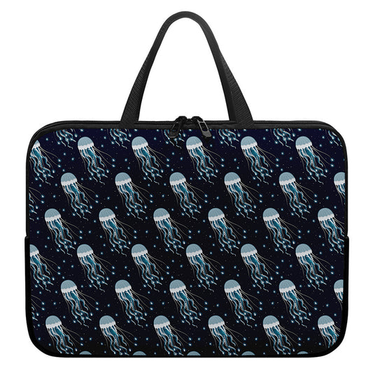 Glowing Jellyfish Pattern Print Laptop Sleeve With Handle