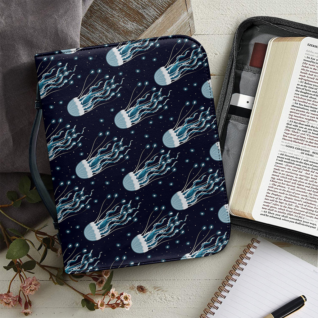 Glowing Jellyfish Pattern Print Leather Bible Cover