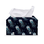 Glowing Jellyfish Pattern Print Leather Tissue Box Cover