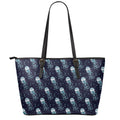 Glowing Jellyfish Pattern Print Leather Tote Bag With Zipper