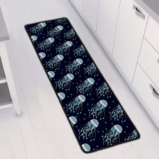 Glowing Jellyfish Pattern Print Long Kitchen Mat