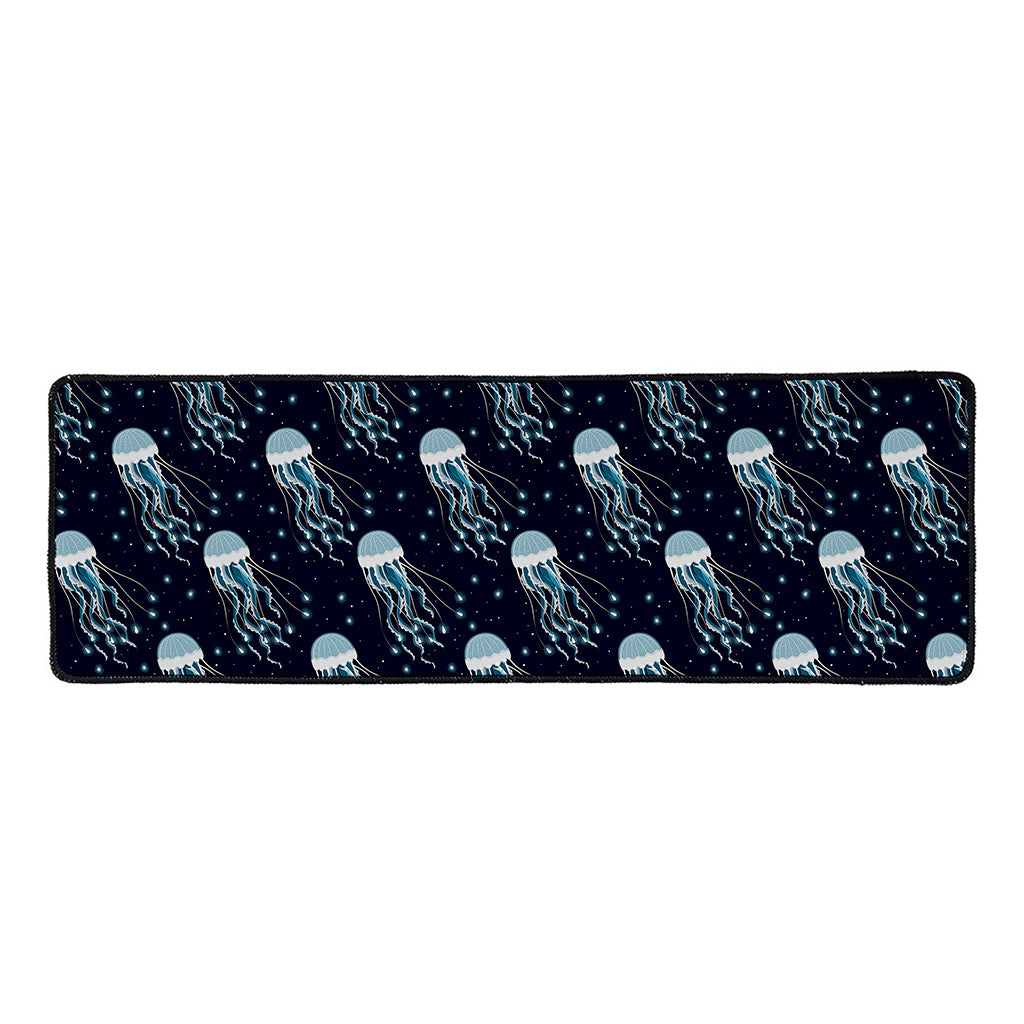 Glowing Jellyfish Pattern Print Long Kitchen Mat
