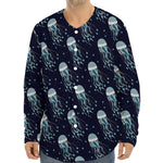 Glowing Jellyfish Pattern Print Long Sleeve Baseball Jersey