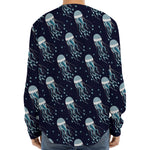 Glowing Jellyfish Pattern Print Long Sleeve Baseball Jersey
