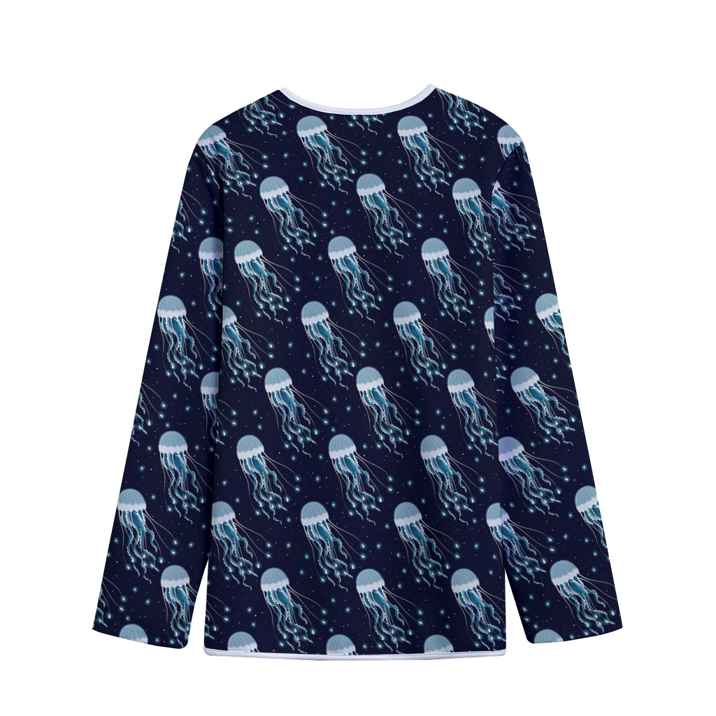 Glowing Jellyfish Pattern Print Long Sleeve Short Coat