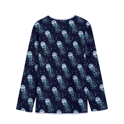 Glowing Jellyfish Pattern Print Long Sleeve Short Coat