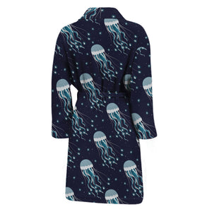 Glowing Jellyfish Pattern Print Men's Bathrobe