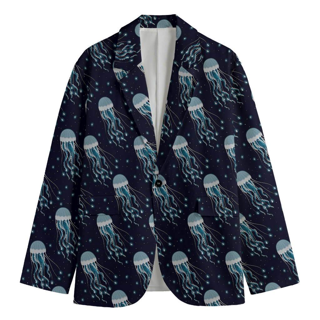 Glowing Jellyfish Pattern Print Men's Blazer