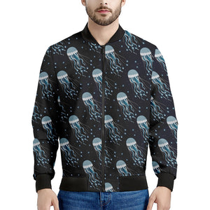 Glowing Jellyfish Pattern Print Men's Bomber Jacket