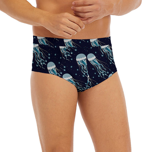 Glowing Jellyfish Pattern Print Men's Briefs
