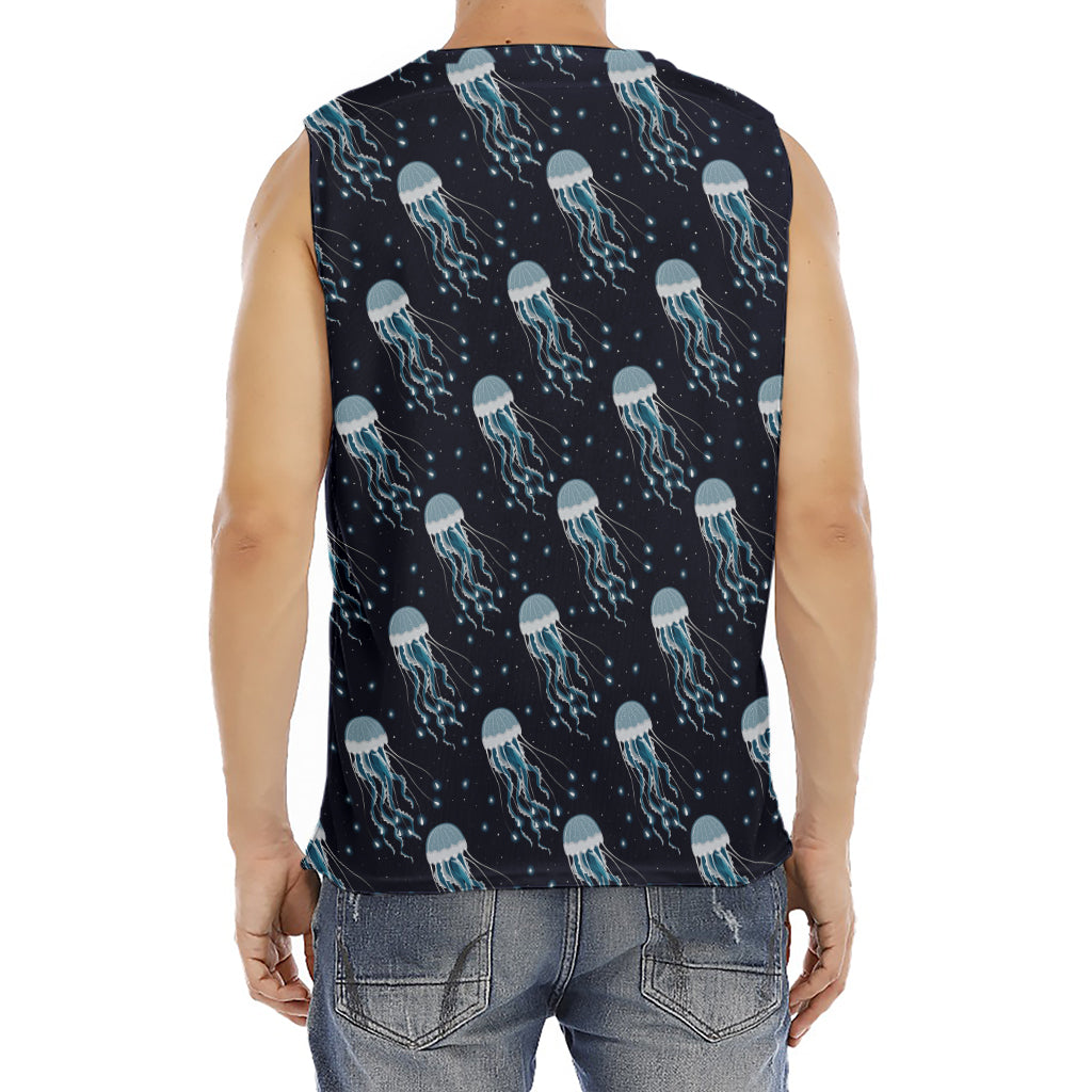 Glowing Jellyfish Pattern Print Men's Fitness Tank Top