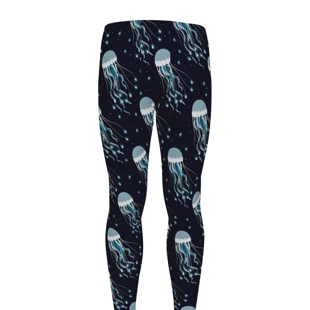 Glowing Jellyfish Pattern Print Men's leggings