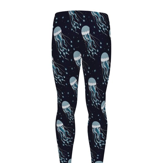 Glowing Jellyfish Pattern Print Men's leggings
