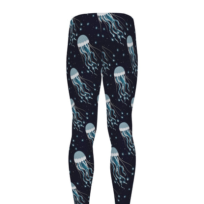 Glowing Jellyfish Pattern Print Men's leggings