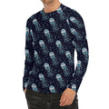 Glowing Jellyfish Pattern Print Men's Long Sleeve Rash Guard