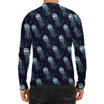 Glowing Jellyfish Pattern Print Men's Long Sleeve Rash Guard