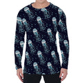 Glowing Jellyfish Pattern Print Men's Long Sleeve T-Shirt
